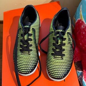 Vibrant Lime and Black Kids Soccer Turf Cleats